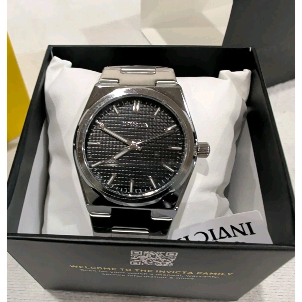 Invicta 69407 Celestial Men's 40mm Black Textured Dial Steel Bracelet Quartz NIB